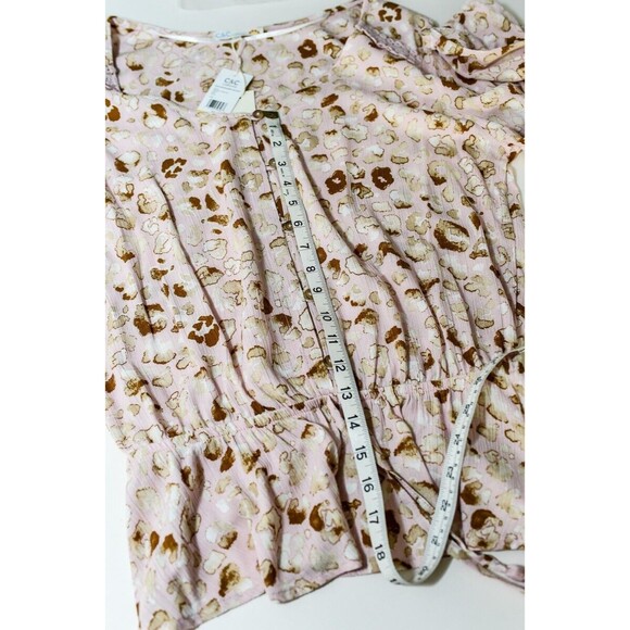 C&C California Blush Floral Peplum blouson long sleeve blouse Medium - Picture 5 of 5